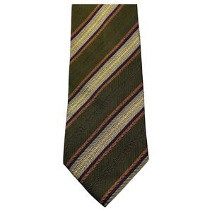 J.Z. Richards Tie Mens Silk Striped Hand Made USA Classic Necktie Green Gold NWT